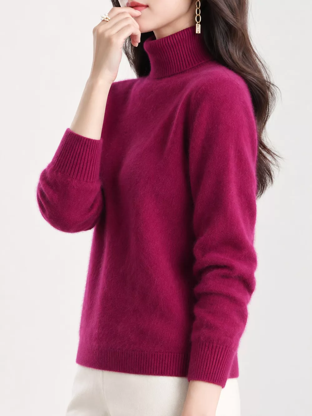 Full Size Turtleneck Long Sleeve Sweater Plus Size, image 65