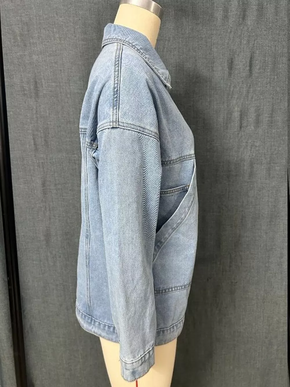 Button Up Dropped Shoulder Denim Jacket, image 7