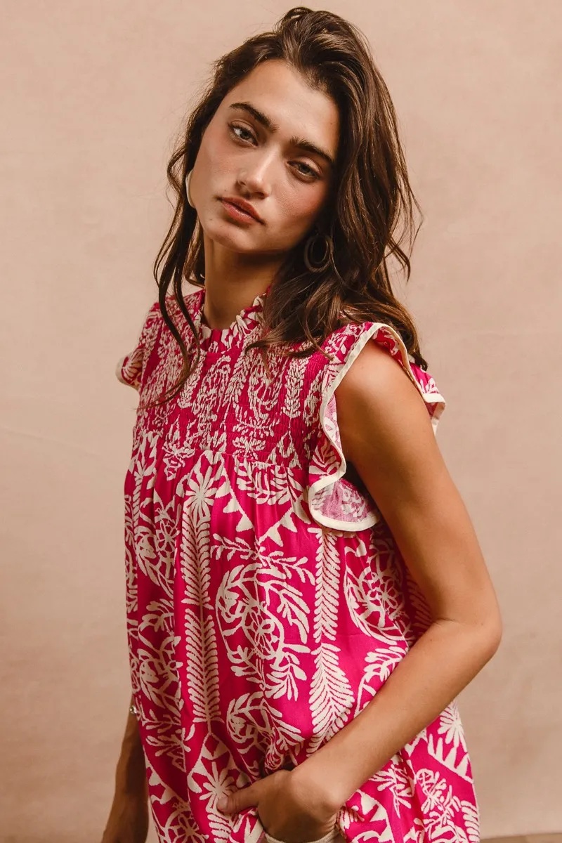 Printed Ruffle Sleeve Top, image 2