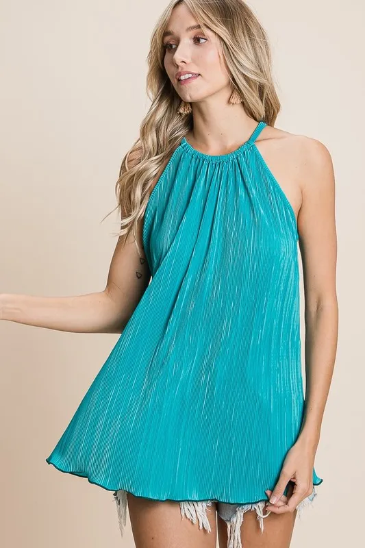 Pleating Knit Halter Neck Top, image 5