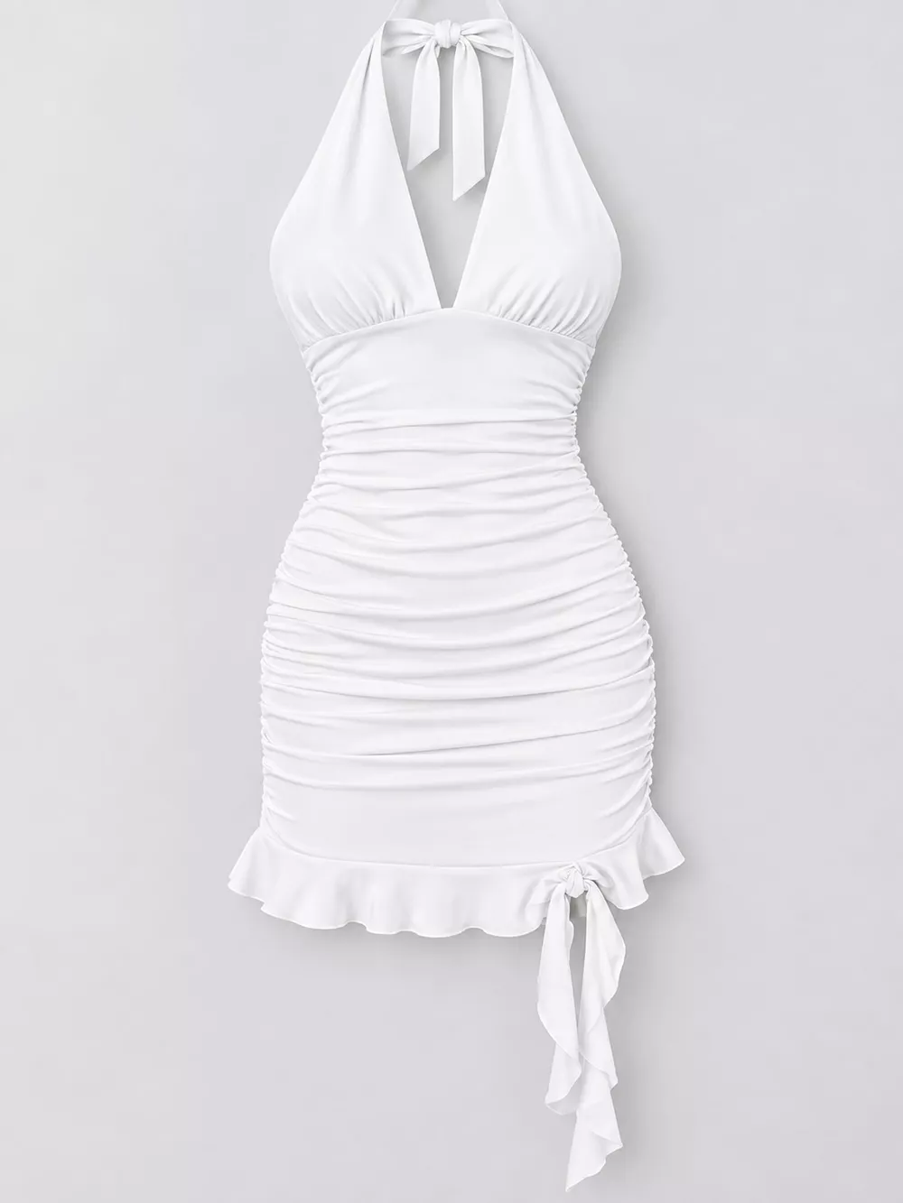 Ruched Halter Neck Bodycon Mini Dress, image 9