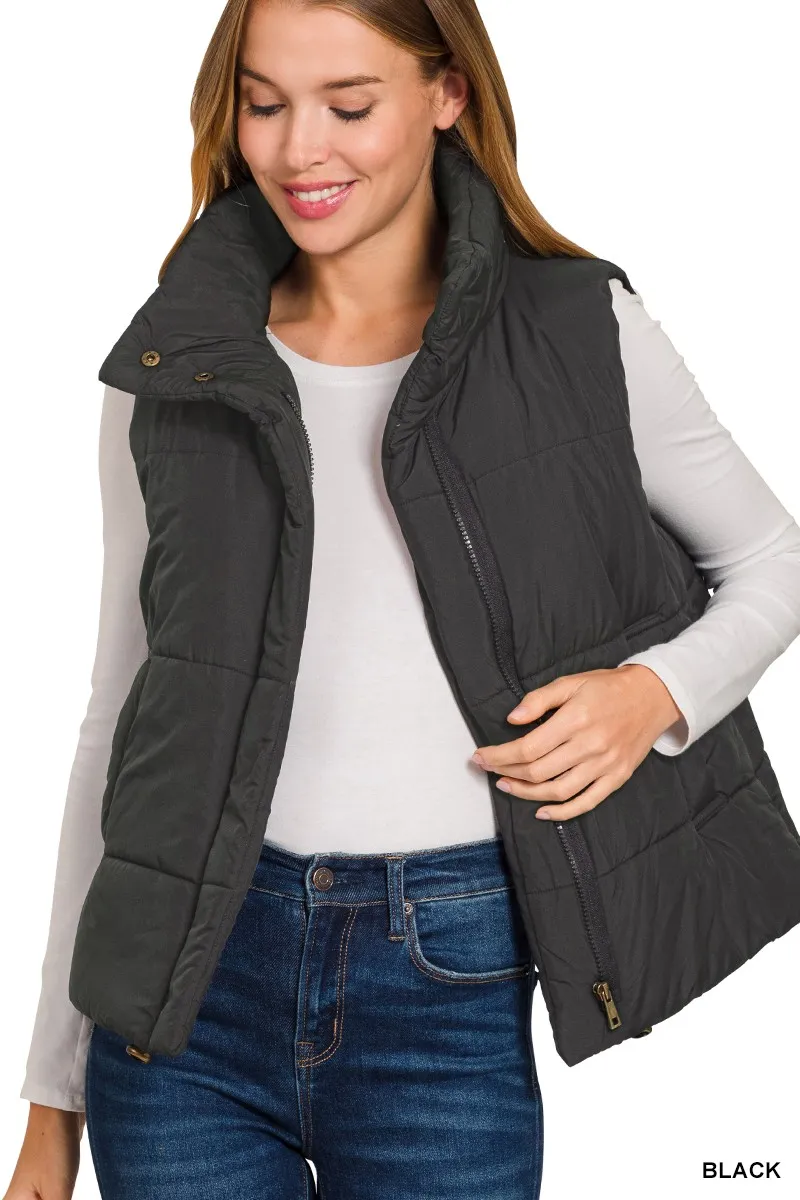 High Neck Zip-Up Vest Coat, image 2