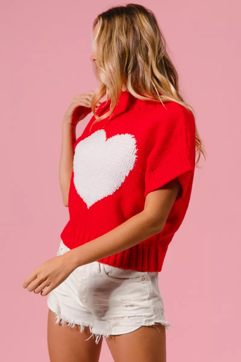 Rib Banded Heart Pattern Valentines Sweater, image 15
