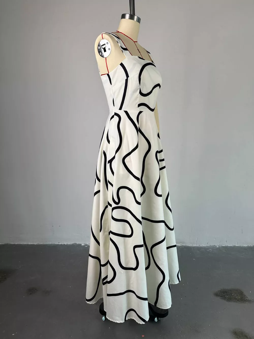 Abstract Print Square Neck Midi Dress, image 4