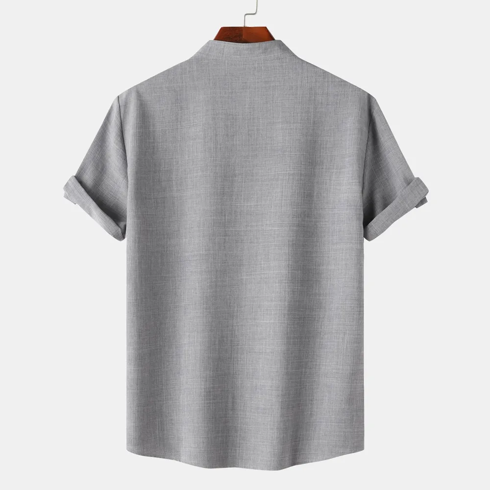 Men's Button Detail Short Sleeve Blouse, image 2