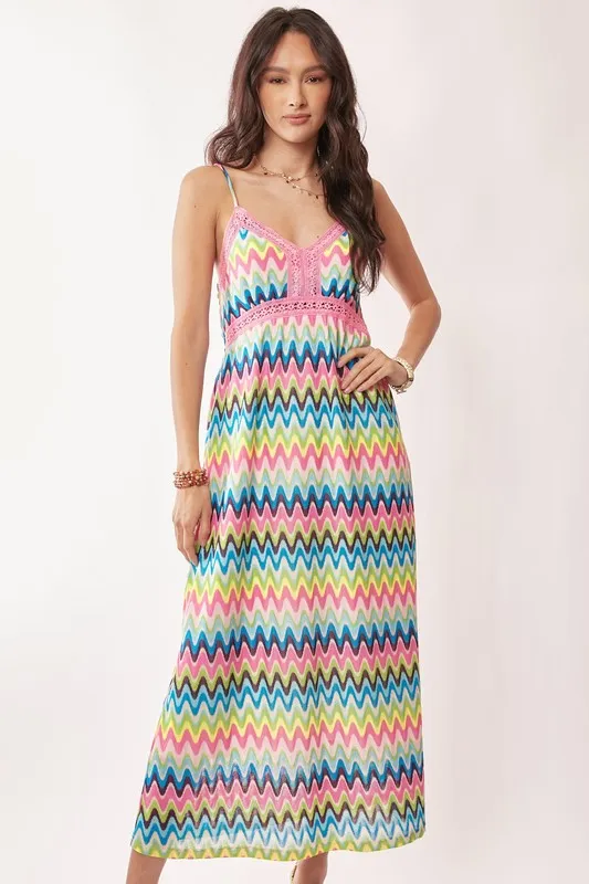 Multi Color Crochet Lace Midi Dress, image 8