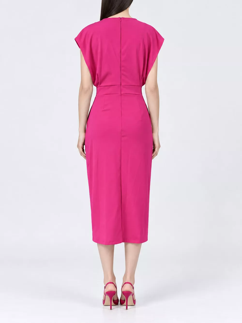 Sleeveless Midi Dress with Gold Button Detail and Side Slit, image 33