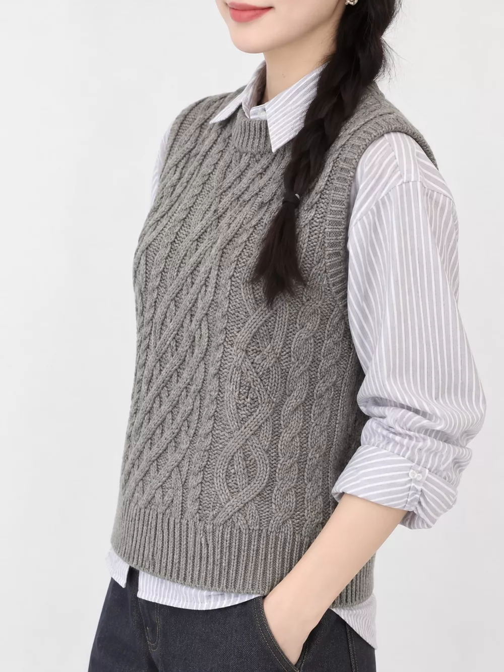 Cable-Knit Sweater Vest, image 6
