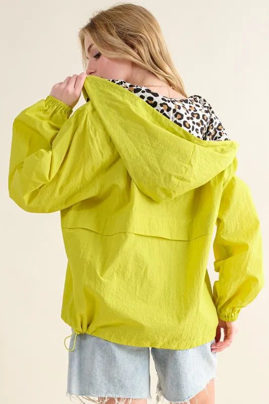Leopard Print Hoodie Zipper Up Pocket Windbreaker, image 3
