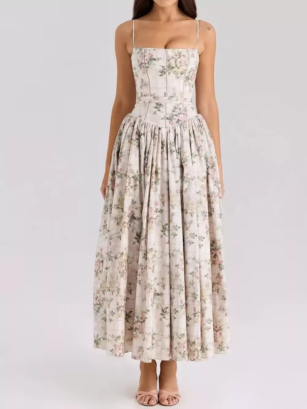 Floral Spaghetti Straps Midi Dress, image 43