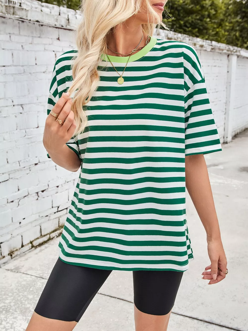 Striped Round Neck Half Sleeve T-Shirt, image 3