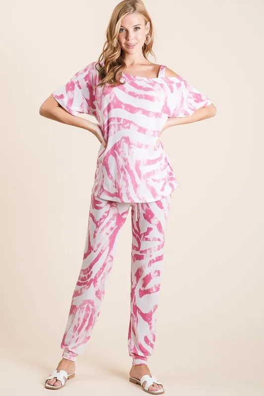 Zebra Print French Terry Top and Pants Set, image 8