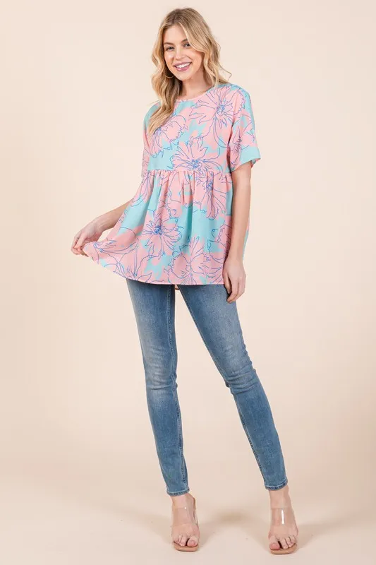 Floral Babydoll Tunic Top, image 3
