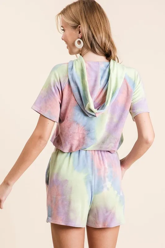 Tie Dye French Terry Casual Shorts with Twill Tape, image 2