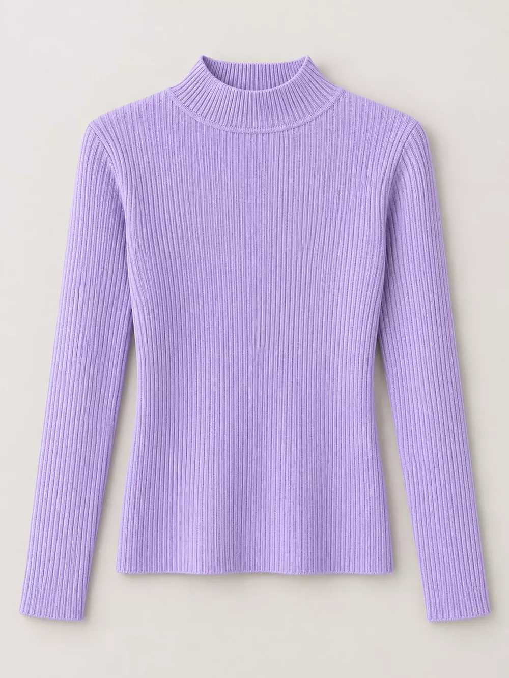 Elegant Slim-Fit Ribbed Mock Neck Knit Top, image 56