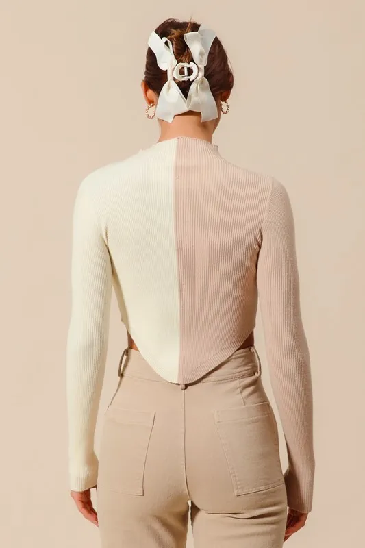 Color Block Fitted Crop Sweater Top, image 7