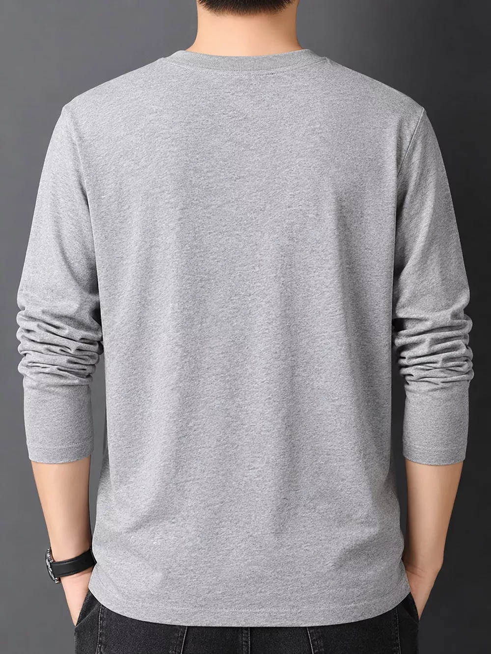Men's Plus Size Round Neck Long Sleeve T-Shirt, image 18