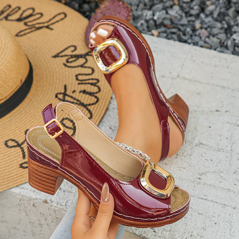 Peep Toe Block Heels Sandals, image 16