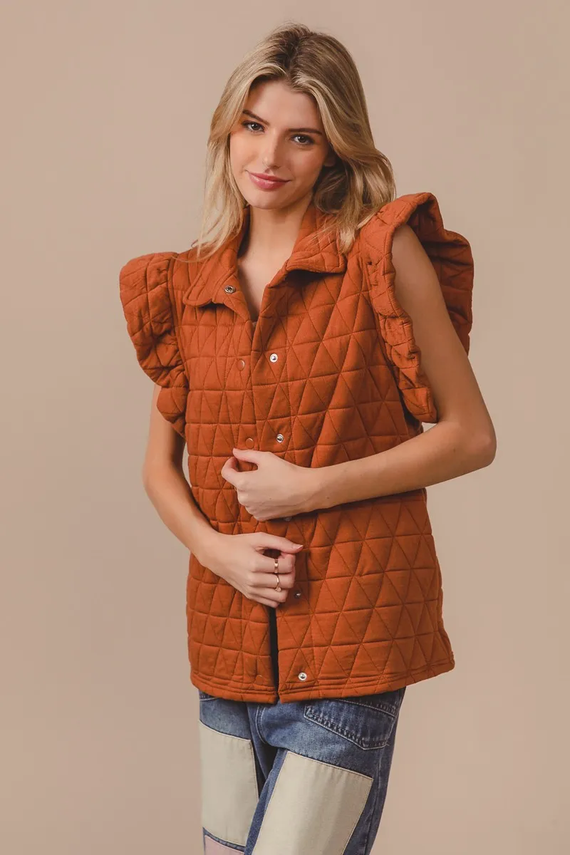 Quilting Knit Ruffle Sleeve Vest, image 2