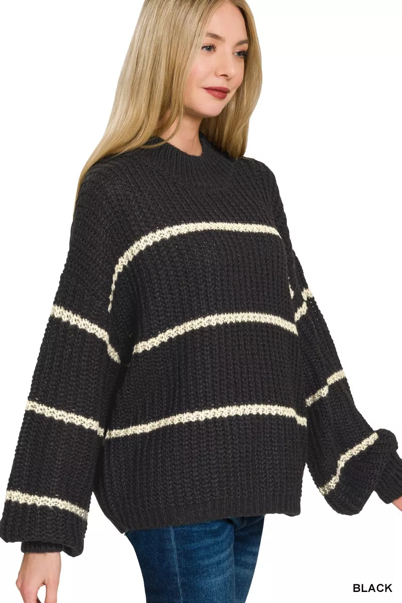 Zenana Oversize Striped Sweater, image 2