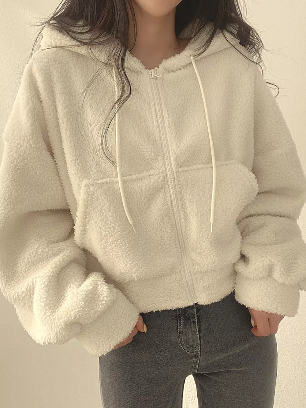 Oversized Sherpa Zip-Up Hoodie, image 2