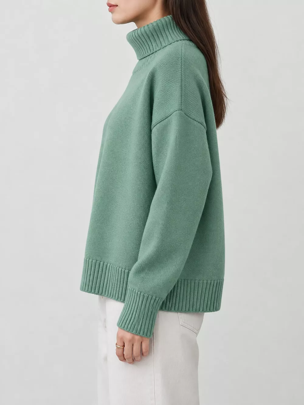 Oversized Turtleneck Dropped Shoulder Sweater, image 42