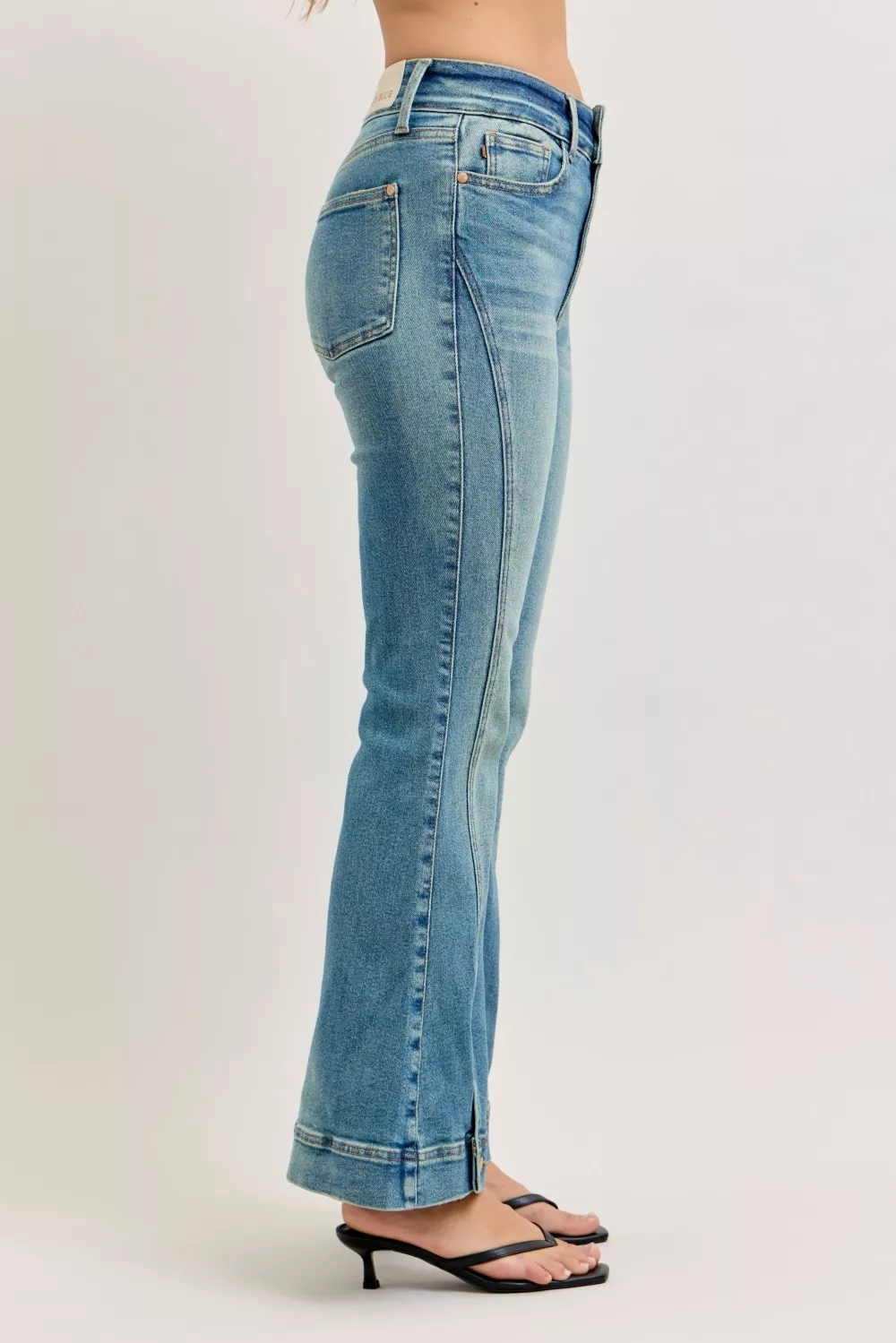 High Waist Vintage Wash Flare Jeans, image 2