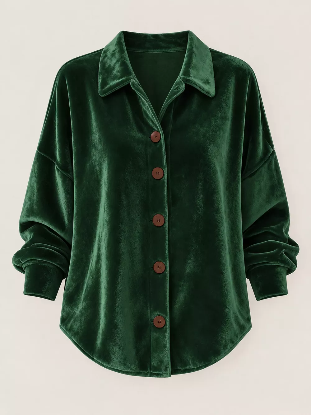 Full Size Velvet Button-Down Long Sleeve Shirt Plus Size, image 12