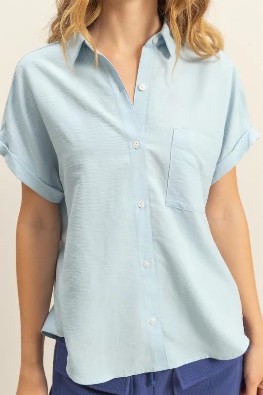 Button Down Collared Neck Short Sleeve Shirt, image 4