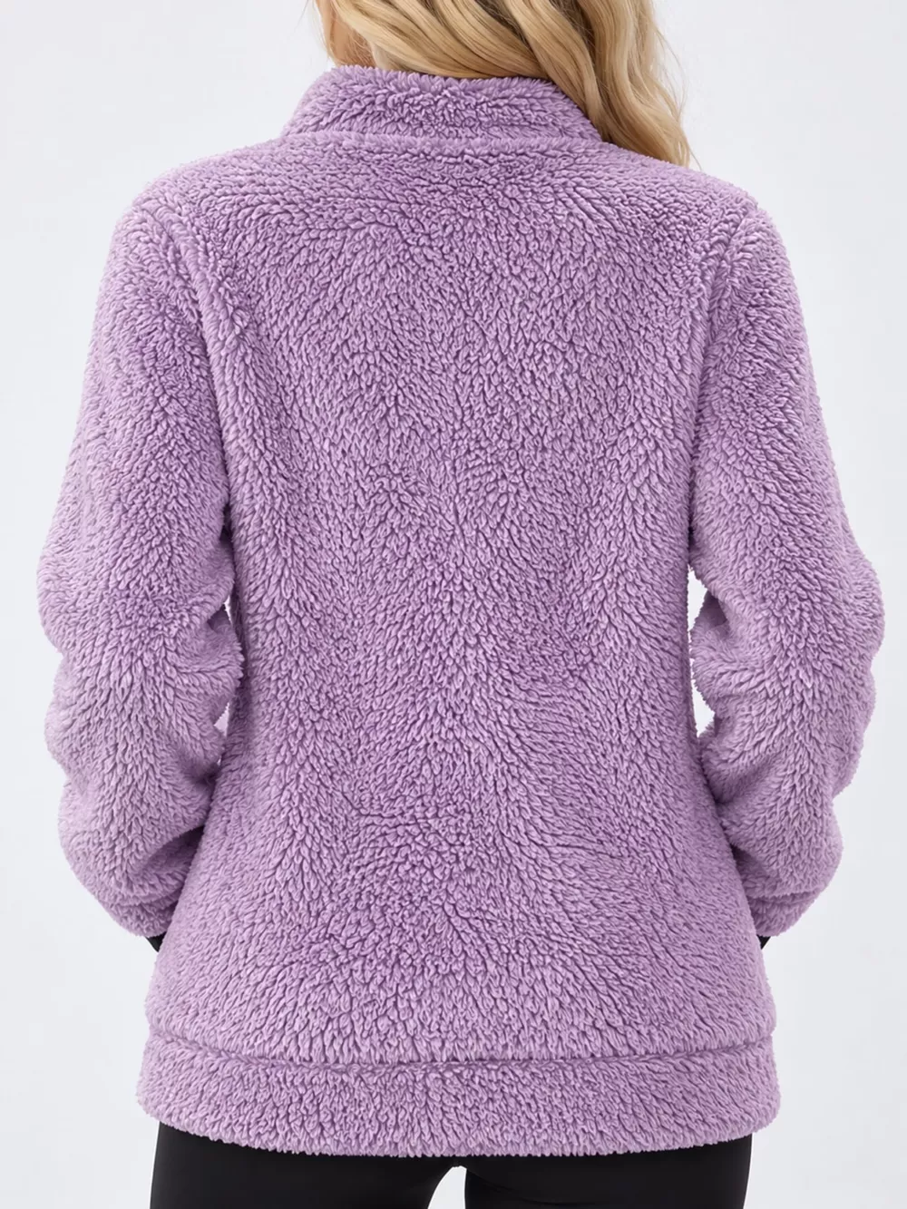 Full Size Fleece Zip-Up Jacket with Contrast Trim Plus Size, image 34