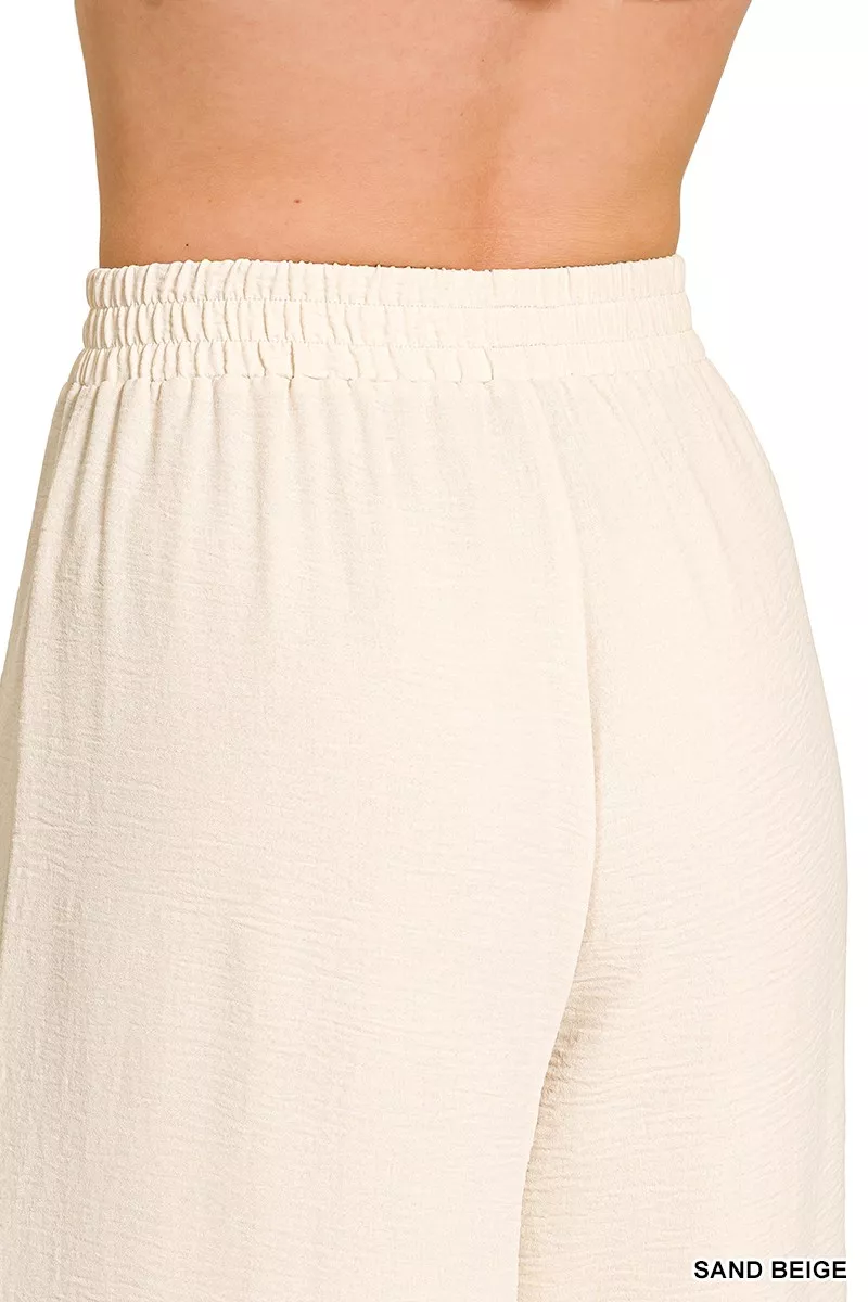 Woven Airflow Elastic Waistband Pants, image 2