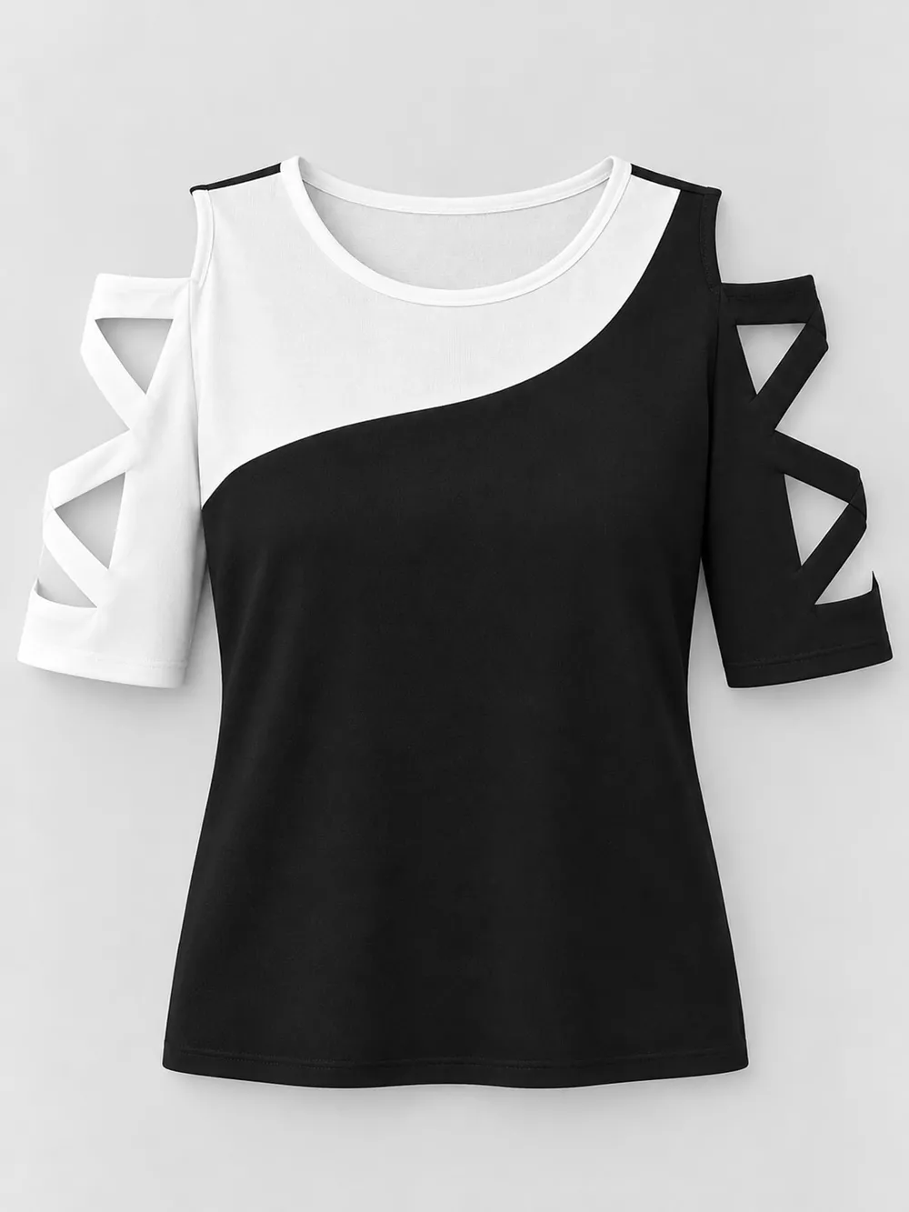 Plus Size Color Block Cutout Sleeve T-Shirt, image 4