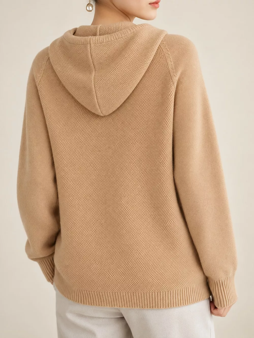 Drawstring Long Sleeve Hooded Knit Sweater, image 18