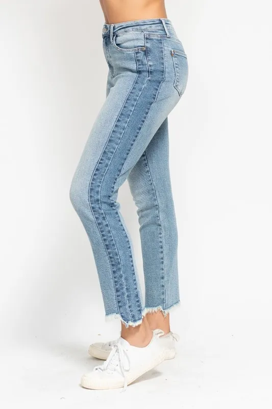 Full Size Vintage Wash Side Panel Detail with Fray Hem Slim Plus Size, image 5