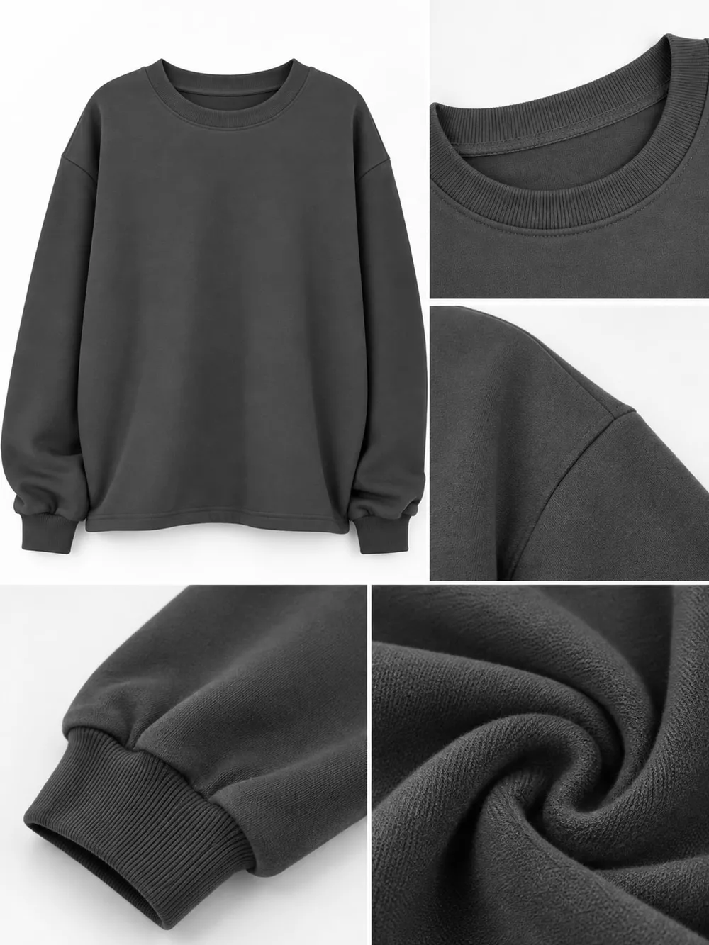 Full Size Solid Color Long Sleeve Sweatshirt Plus Size, image 20