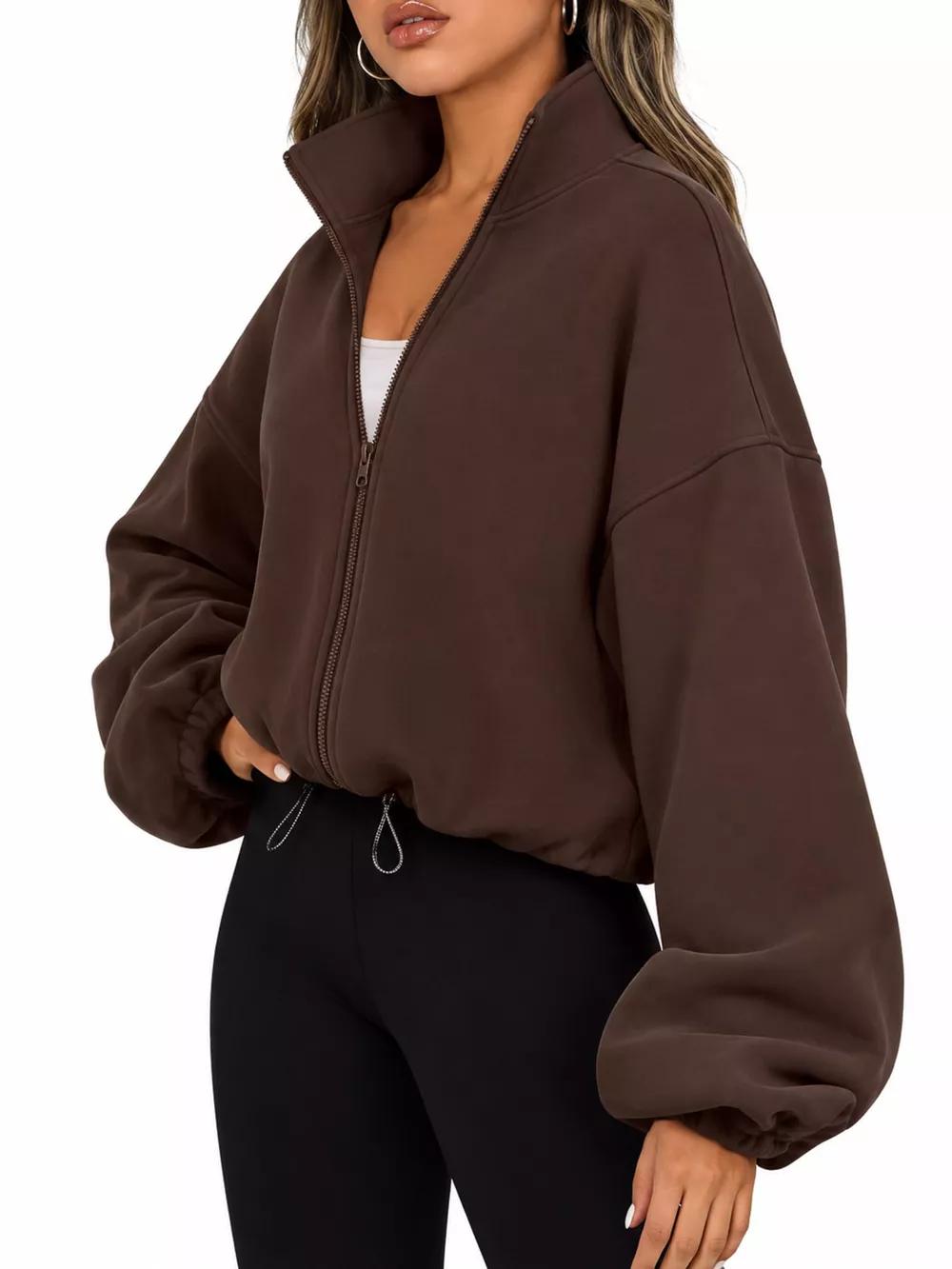 Drawstring Hem Zip Up Jacket, image 16