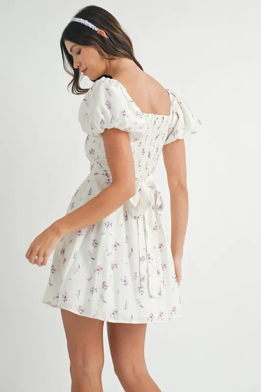 Floral Print Puff Sleeve Mini Dress, image 9