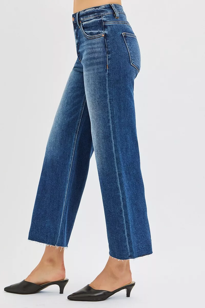 Full Size Mid Rise Crop Wide Raw Cut Hem Jeans Plus Size, image 3