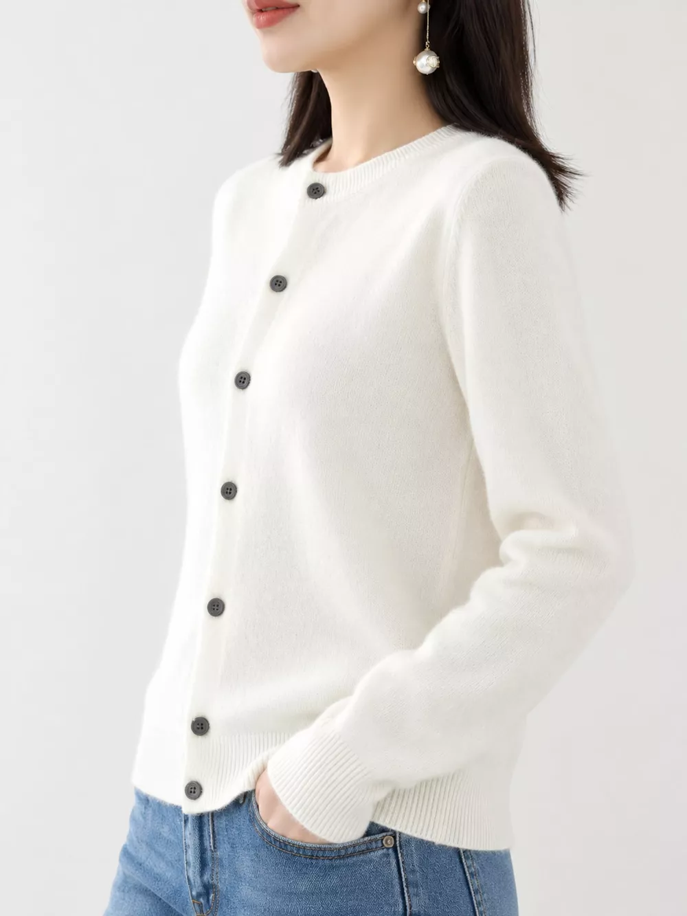 Classic Crew Neck Knit Cardigan, image 24