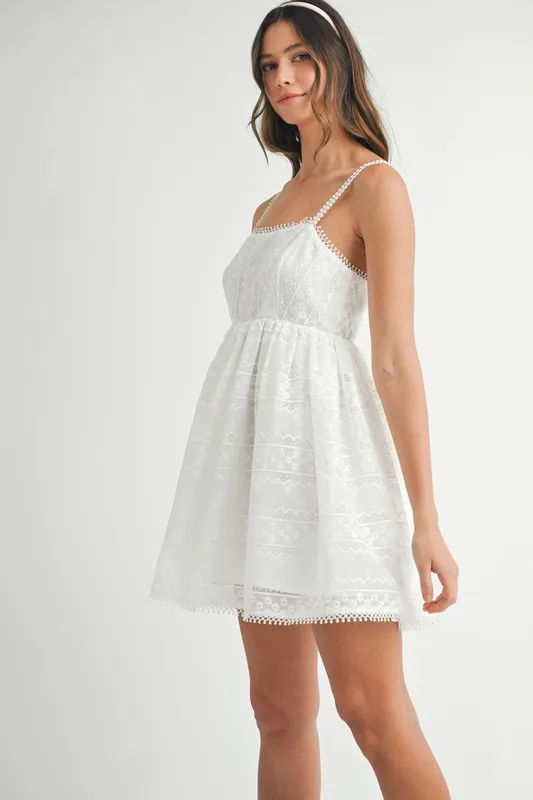 Eyelet Lace Babydoll Mini Cami Dress, image 5