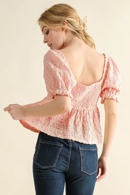 Lovely Textured and Smocked Top, image 4
