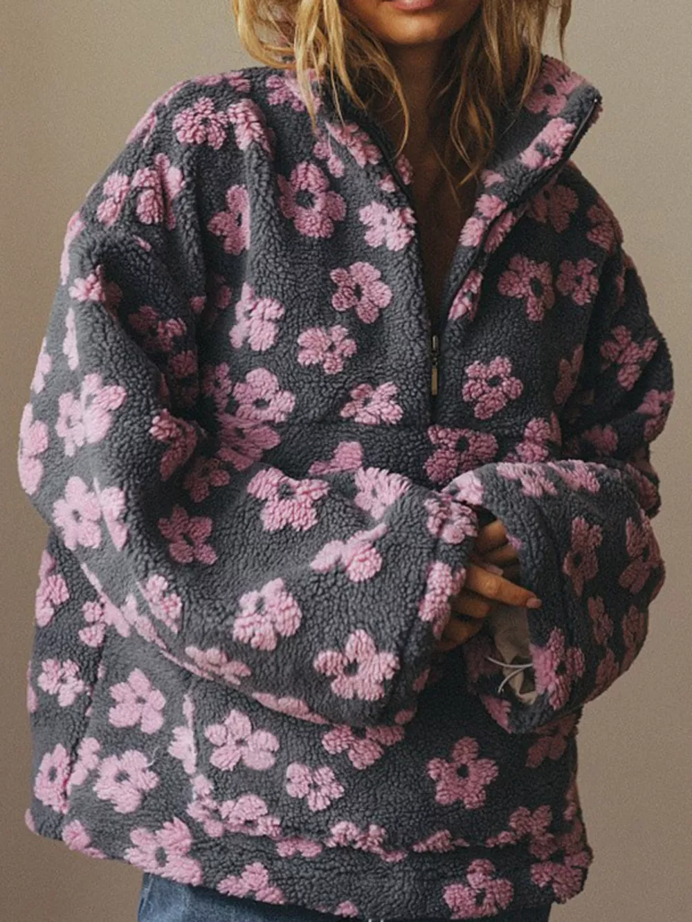 Quarter-Zip Sherpa Sweatshirt, image 8