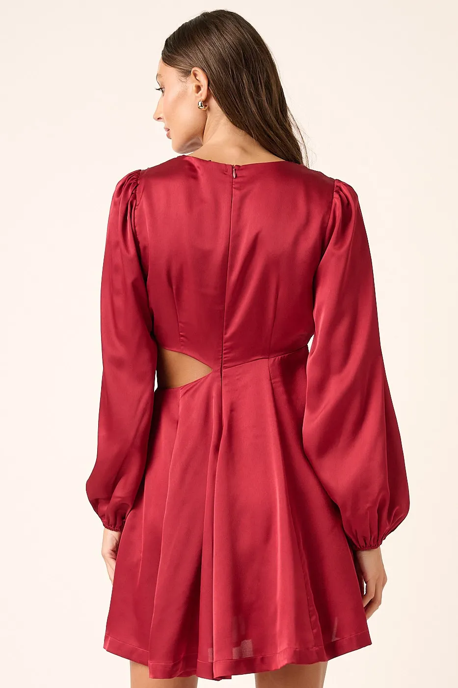Satin Side Cutout Detail Mini Dress, image 5