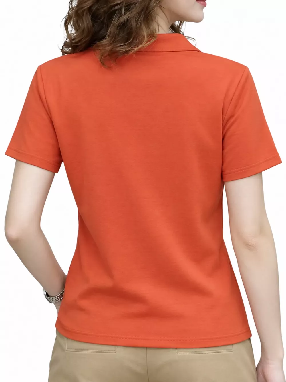 Plus Size Collared Neck Short-Sleeve Polo, image 23