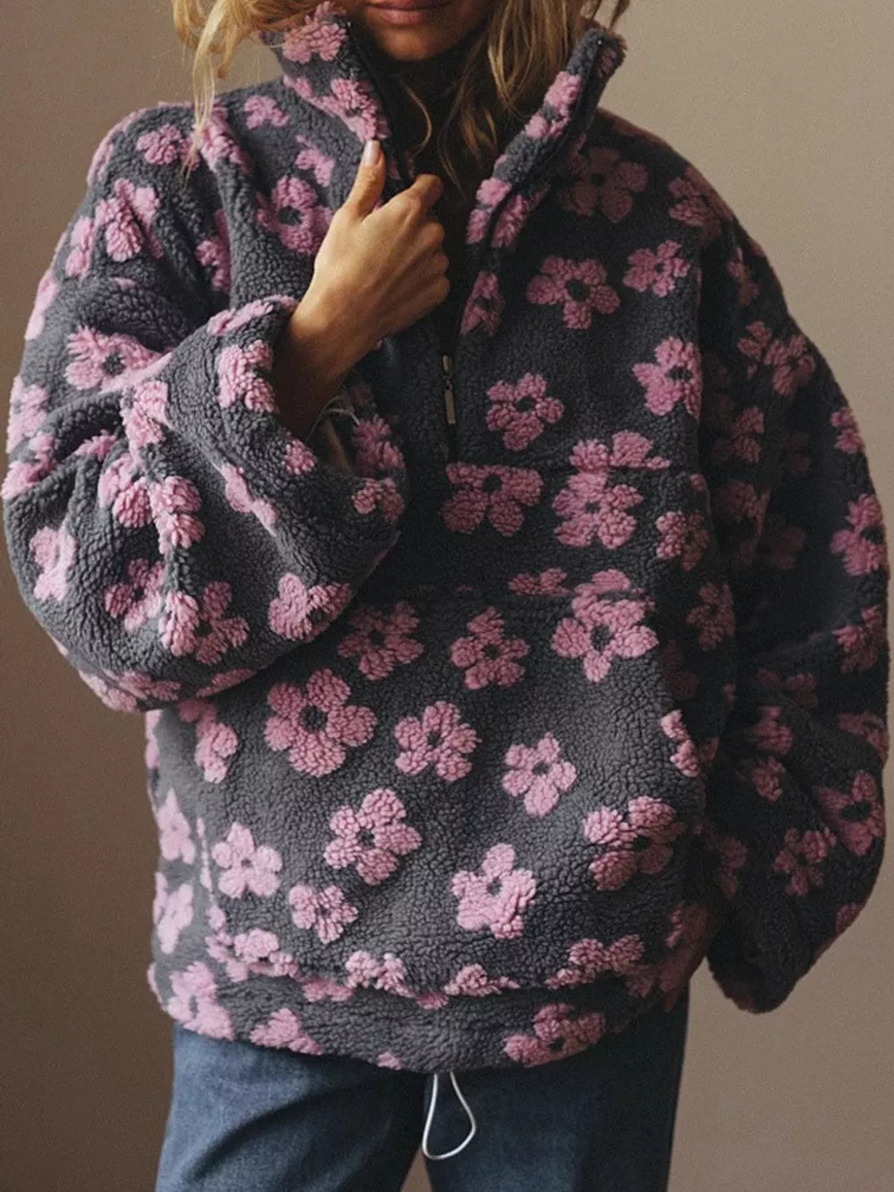 Quarter-Zip Sherpa Sweatshirt, image 4
