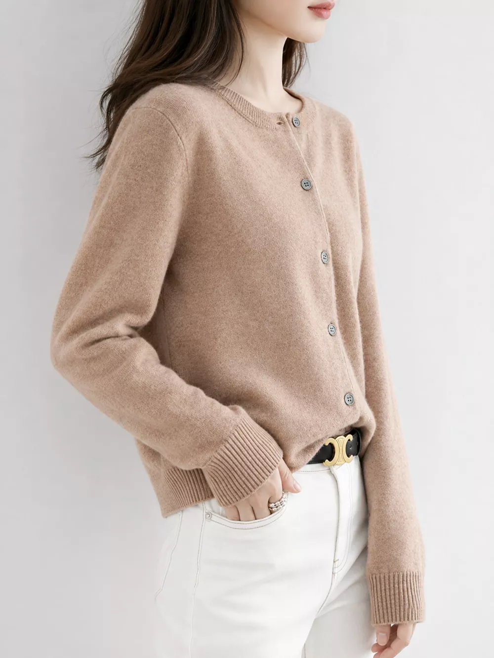 Crew-Neck Button-Down Cardigan, image 27