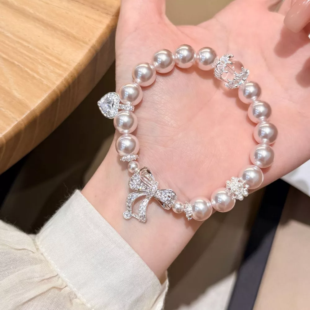 Pearl Bracelet with Bow Charm, image 7
