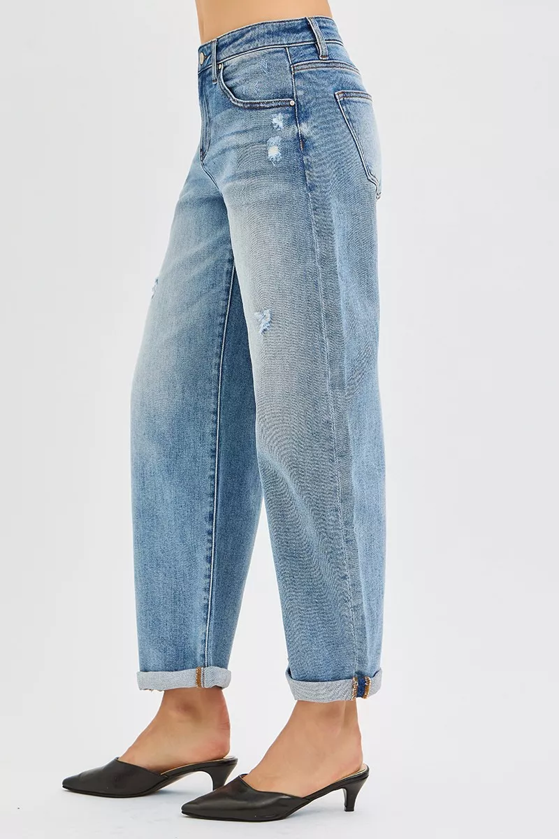 Full Size Slouchy Ankle Length Barrel Jeans with Cuffs Plus Size, image 2