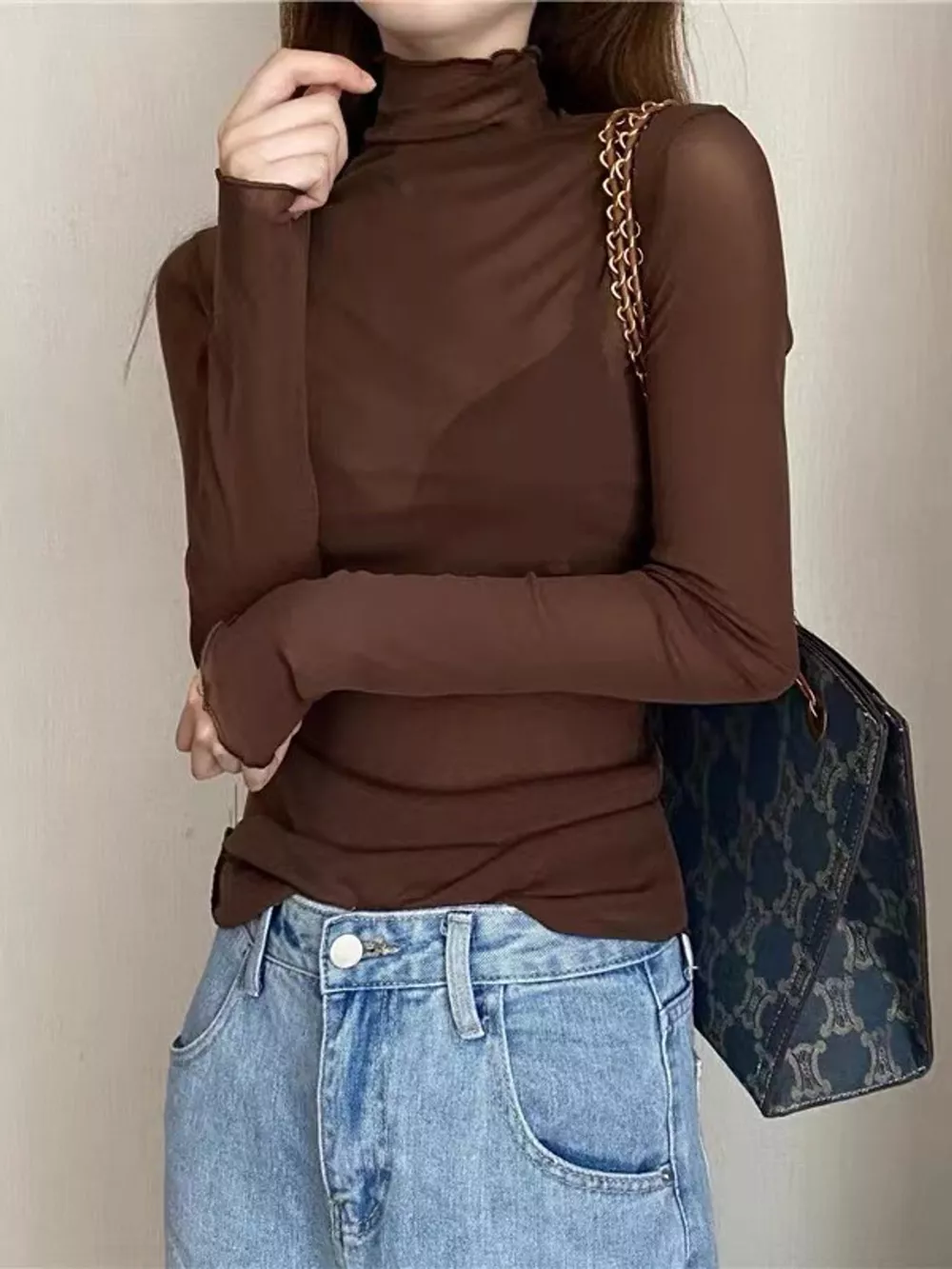Turtleneck Long Sleeve Slim Fit T-Shirt, image 27
