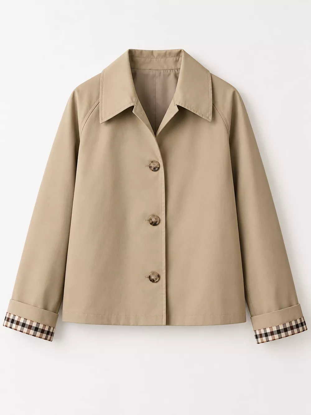 Plaid Cuffs Cropped Trench Outerwear, image 23